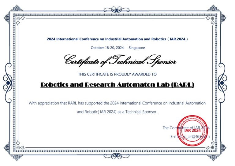 RARL_Certificate of Technical Sponsor at IAR 2024 - RARL